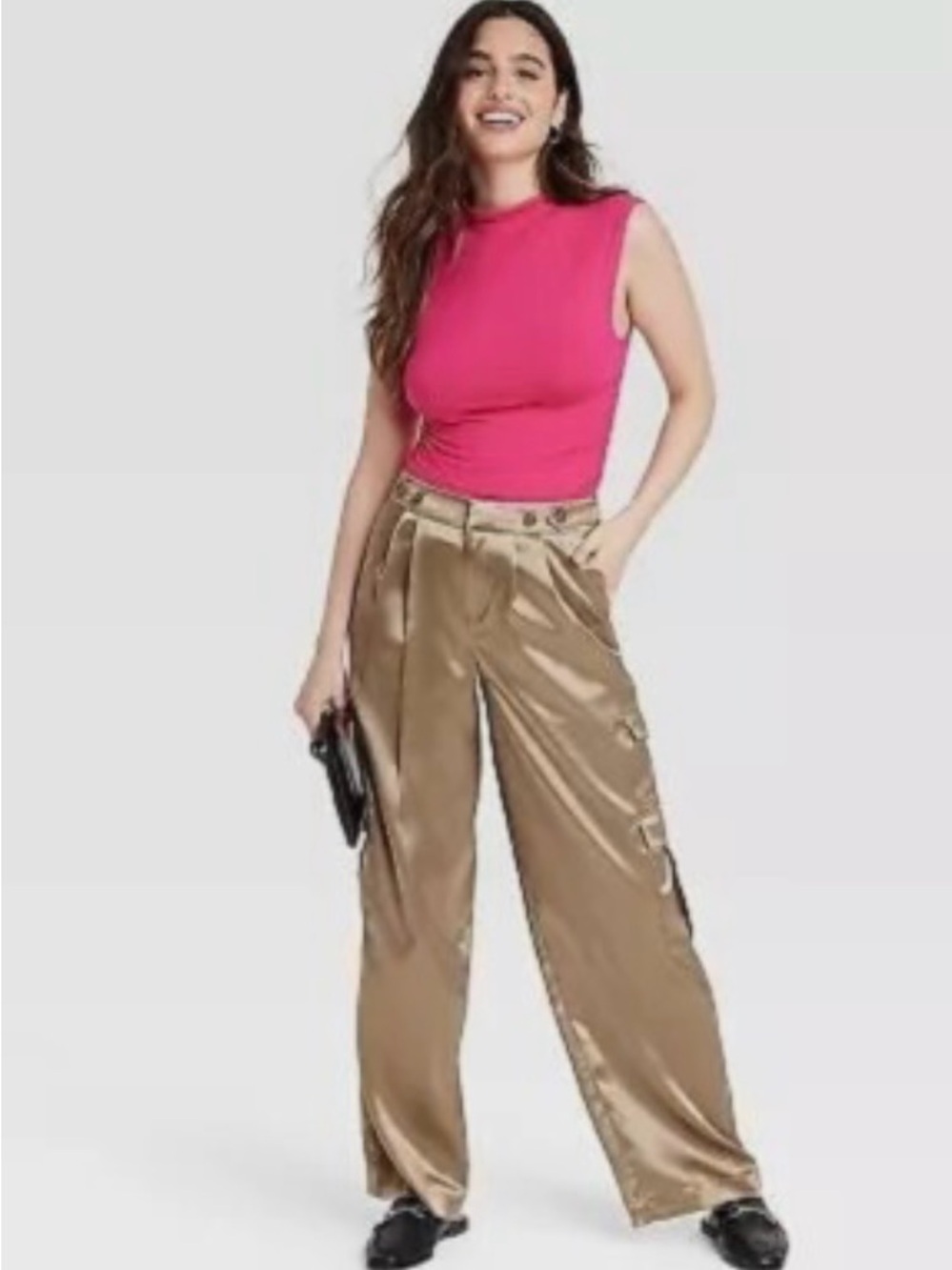 A New Day Women's High-Rise Satin Cargo Pants